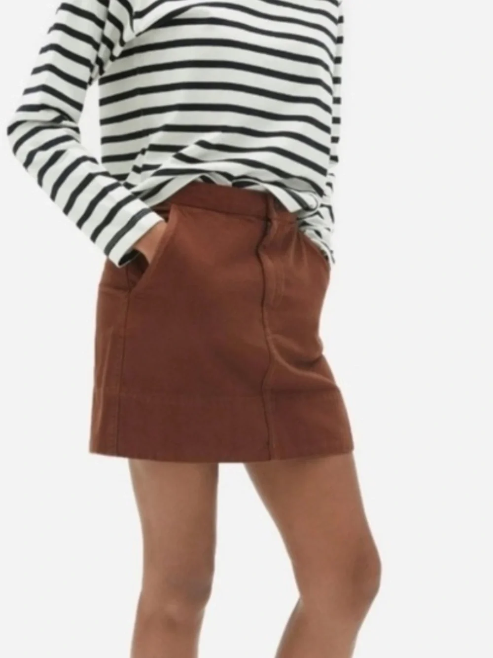 Everlane 100% Cotton Terracotta Mini Skirt with Front Button
